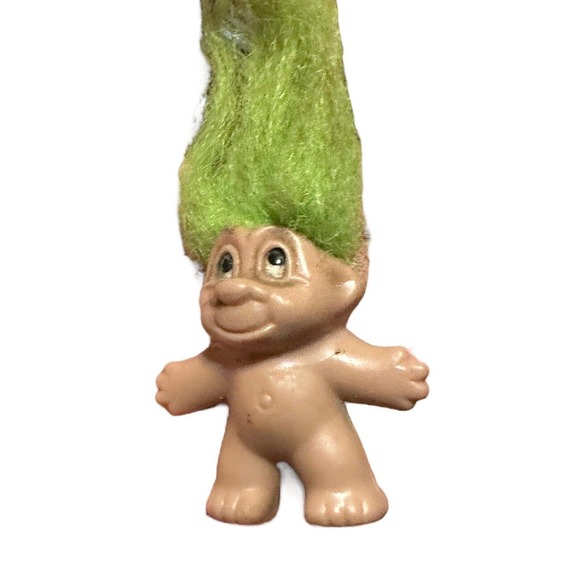 Vintage Troll DAM 1989 Mini Doll Pendant Keychain Ring Green Hair - Picture 3 of 8